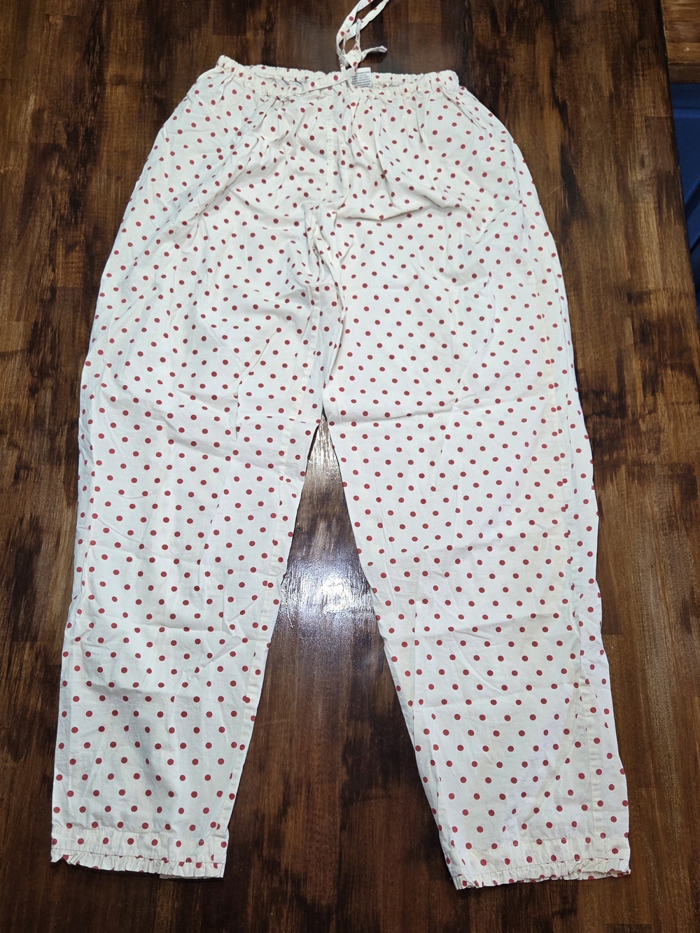 Taylor Linens womens 100% cotton red polka dot pajama lounge pants S Coquette